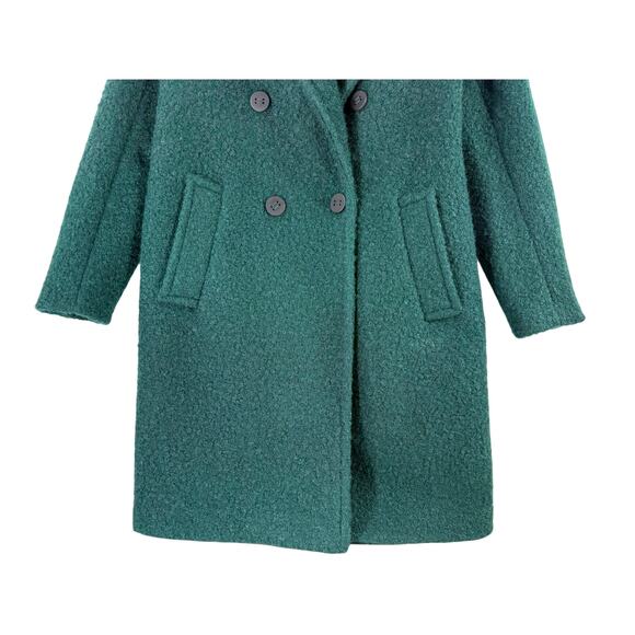 BCBGeneration Double Breasted Bouclé Longline Coat Emerald Green Women’s Small - Picture 6 of 9